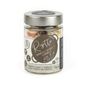 Risotto B&F, de trompetes negres i espàrrecs